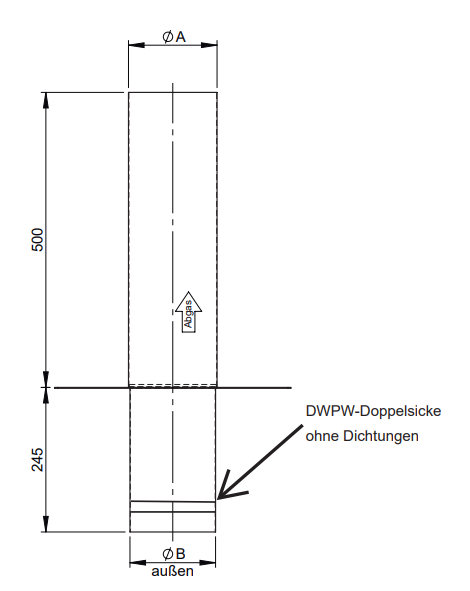 Schornsteinverlängerung - Kaminerhöhung (l=500mm) - einwandig - Jeremias