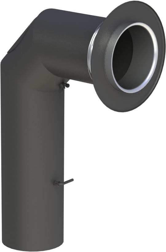 Ofenrohr - Winkelrohr (Schenkellänge 450/700mm) mit Tür, Drosselklappe, Wandrosette und Wandfutter (Set) - Jeremias Ferro-Lux