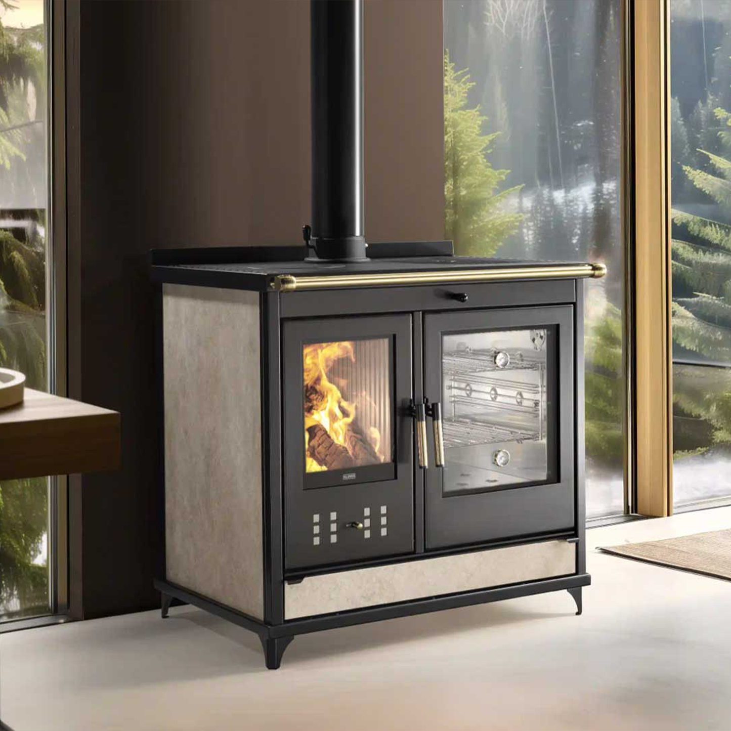 Kaminofen Klover Star 90 Country mit Backofen 11,5 kW