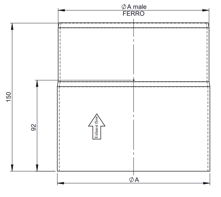 Ofenrohr - Längenelement 150 mm - schwarz - Jeremias Ferro-Lux