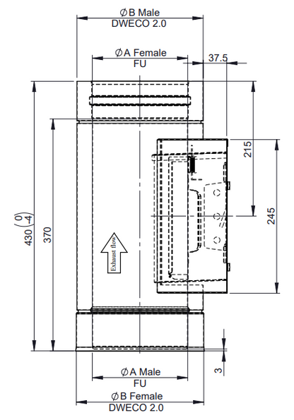 Edelstahlschornstein - Reinigungselement bis 600 °C - doppelwandig - Jeremias DW-ECO