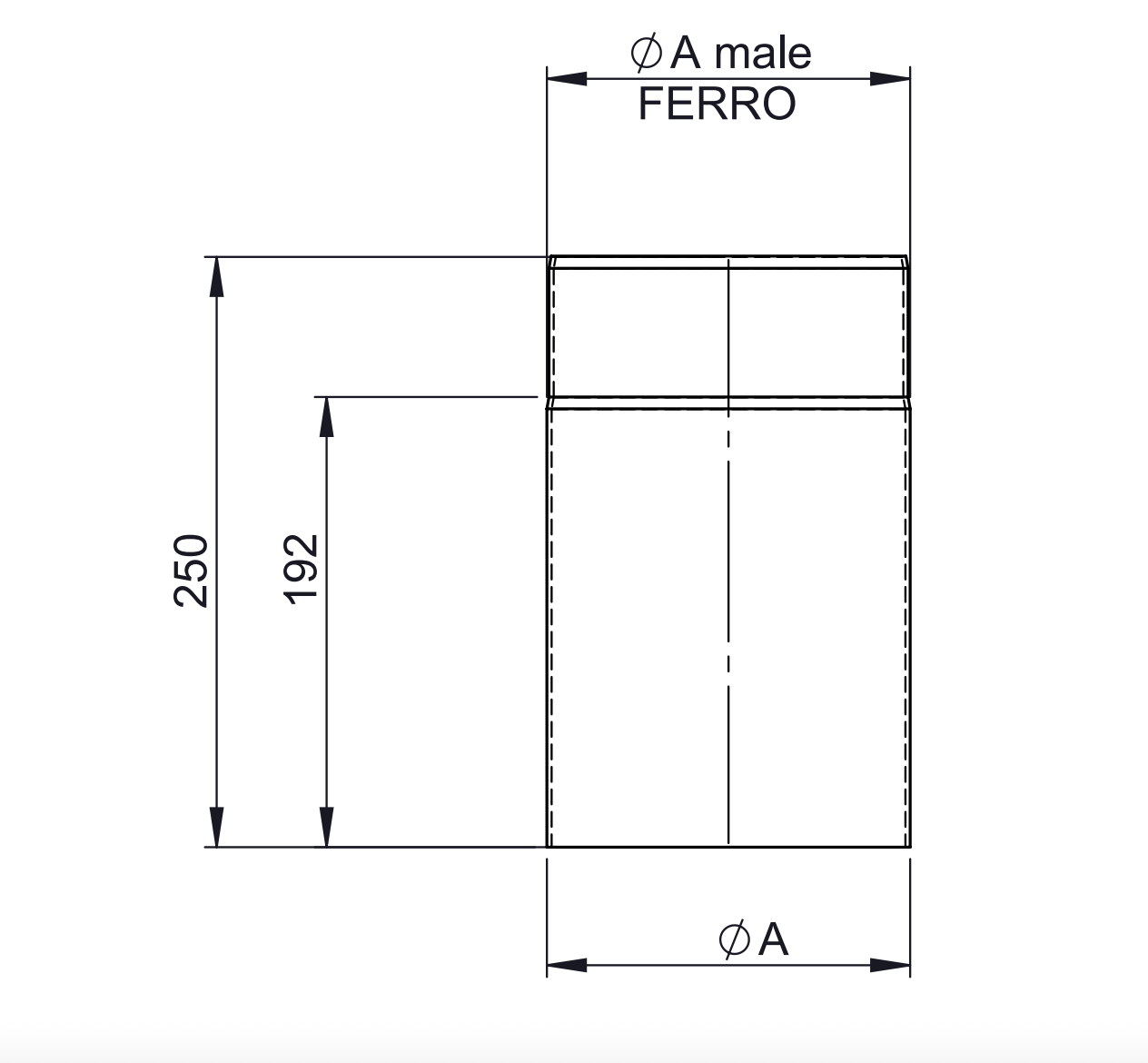 Ofenrohr - Längenelement 250 mm - schwarz - Jeremias Ferro-Lux