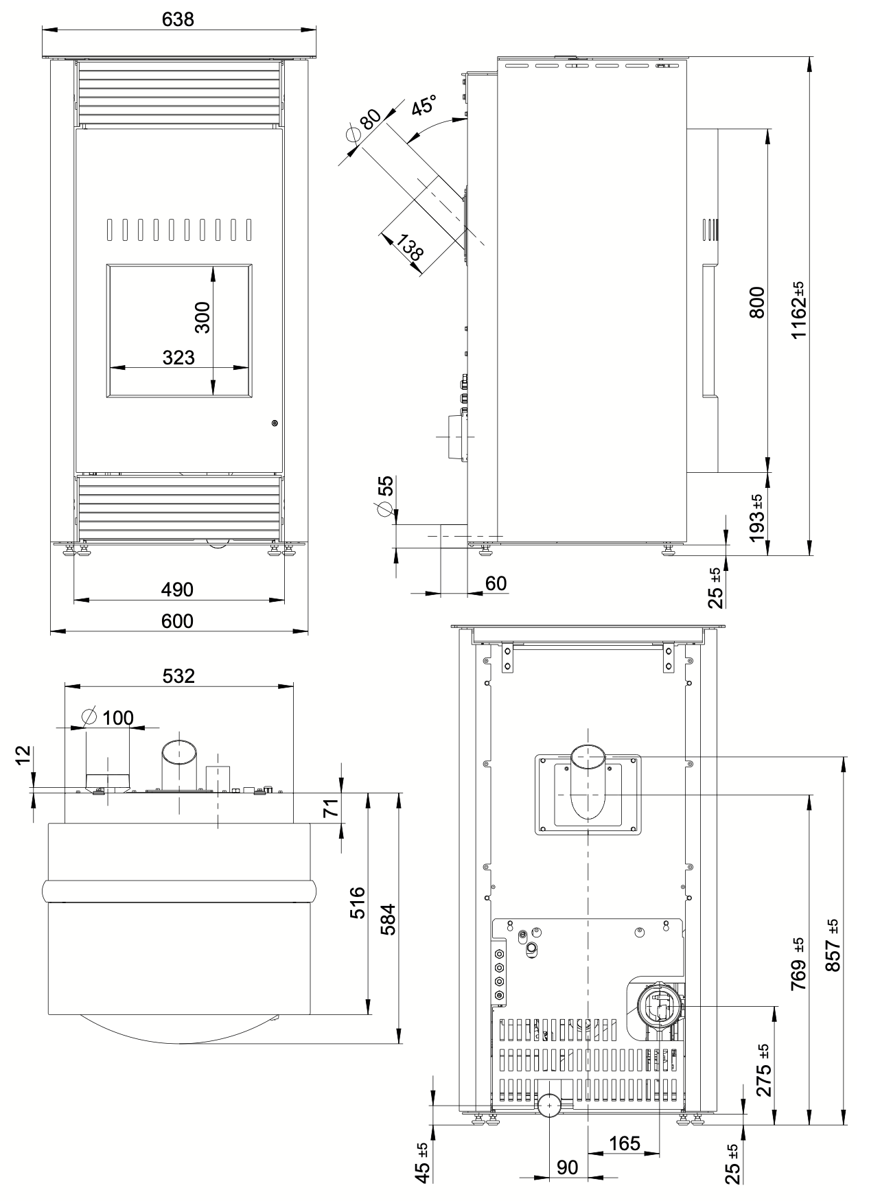 Pelletofen Wodtke Topline New Motion air+ 8 kW