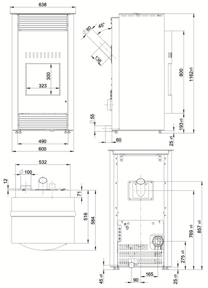 Pelletofen Wodtke Topline New Motion air+ 8 kW