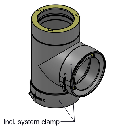 Edelstahlkamin - T-Anschluss 90° - doppelwandig - Jeremias DW-ECO