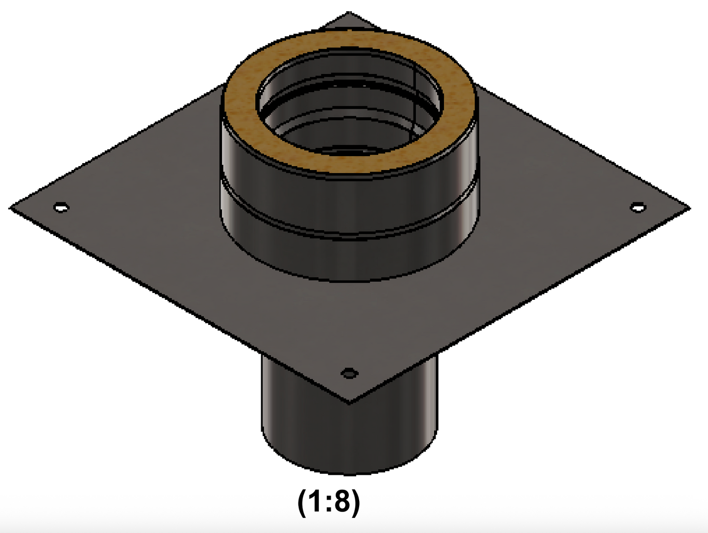 Grundplatte für Kaminerhöhung (mit rundem Einschub, l=220mm) - doppelwandig - Jeremias DW-Vision