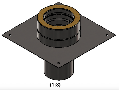 Grundplatte für Kaminerhöhung (mit rundem Einschub, l=220mm) - doppelwandig - Jeremias DW-Vision