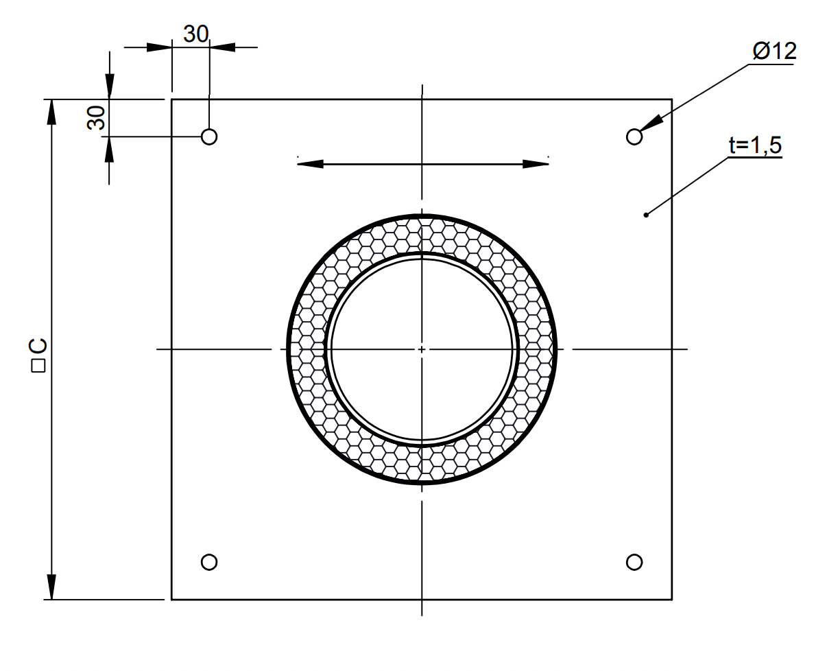 Grundplatte für Kaminerhöhung (mit rundem Einschub, l=220mm) - doppelwandig - Jeremias DW-Vision