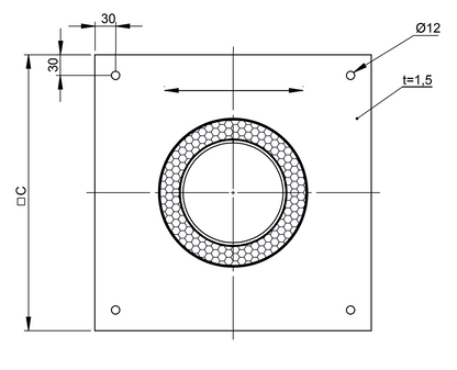 Grundplatte für Kaminerhöhung (mit rundem Einschub, l=220mm) - doppelwandig - Jeremias DW-Vision