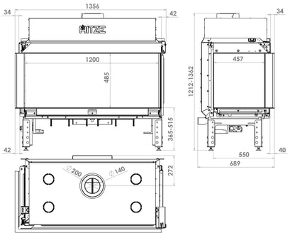 Gaskamin Hitze Calma 120 17,6 kW