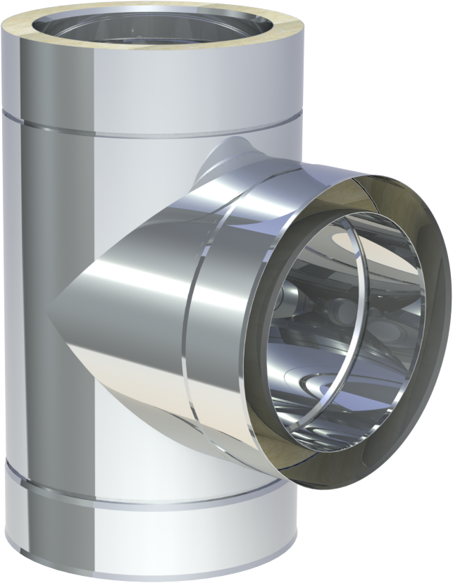 Edelstahlkamin - T-Anschluss 90° - doppelwandig - Jeremias DW-ECO