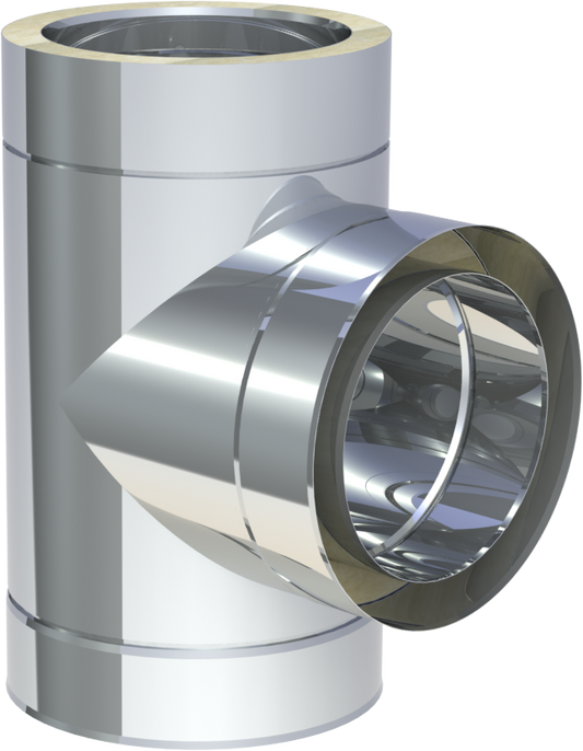 Edelstahlkamin - T-Anschluss 90° - doppelwandig - Jeremias DW-ECO