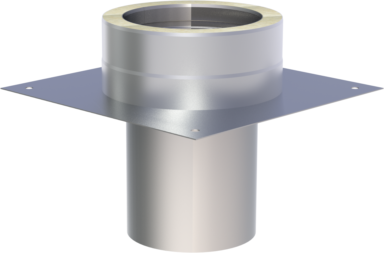 Grundplatte für Kaminerhöhung (mit rundem Einschub, l=220mm) - doppelwandig - Jeremias DW-Vision