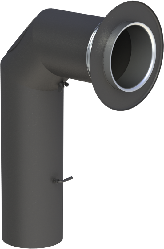 Ofenrohr - Winkelrohr (Schenkellänge 450/700mm) mit Tür, Drosselklappe, Wandrosette und Wandfutter (Set) - Jeremias Ferro-Lux