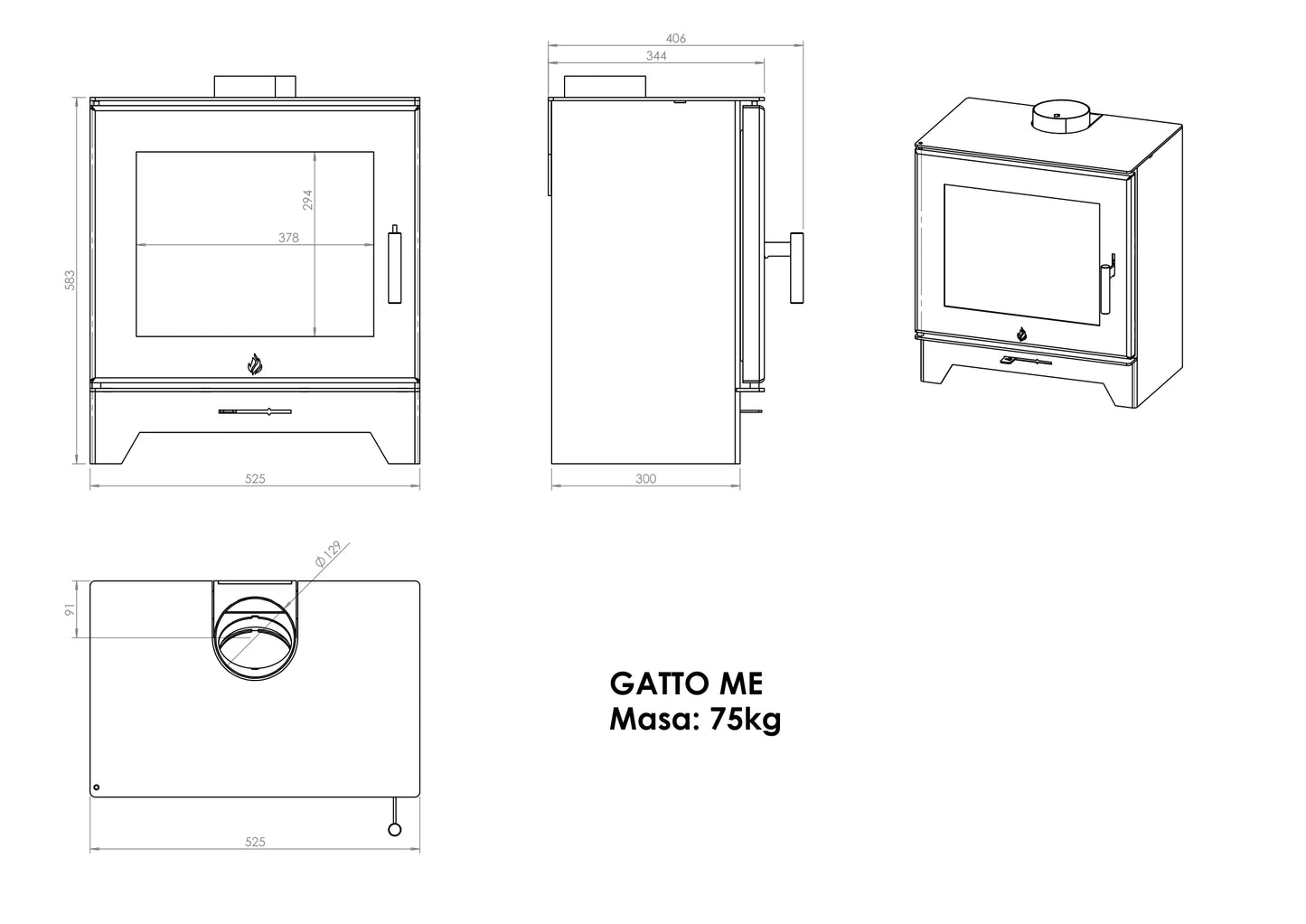 Kaminofen Hitze Gatto ME 5,5 kW