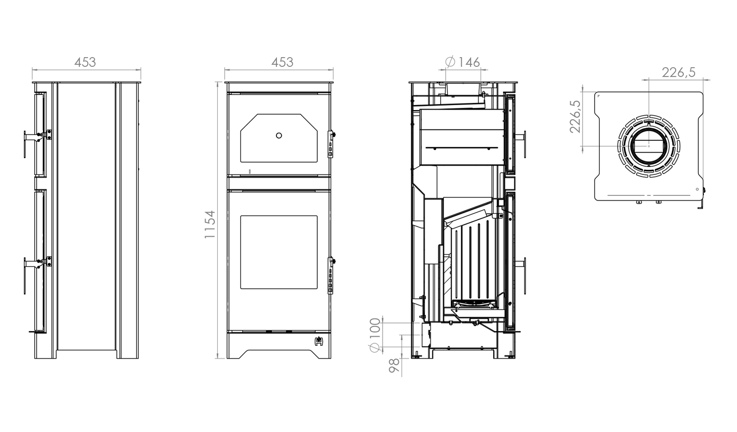 Kaminofen Hitze Lynx O 6,5 kW mit Backofenfunktion