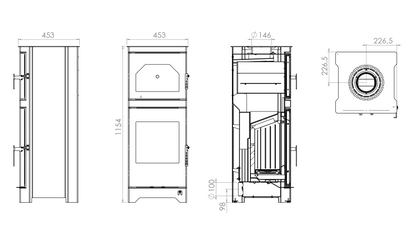 Kaminofen Hitze Lynx O 6,5 kW mit Backofenfunktion