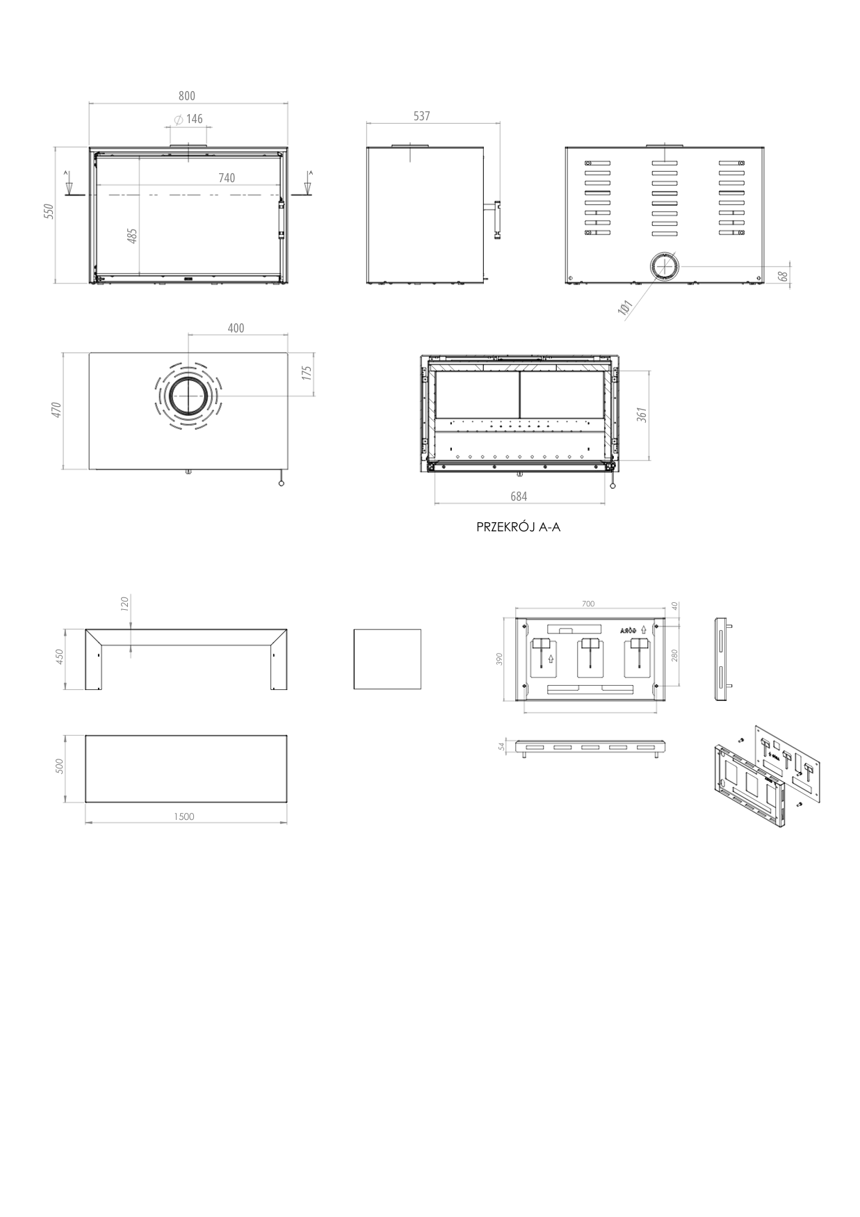 Kaminofen Hitze CF800 9,5 kW