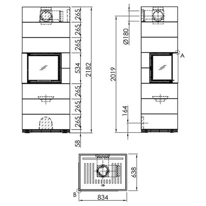 Kaminbausatz Spartherm SIM Varia 2L-55h H2O 7 kW
