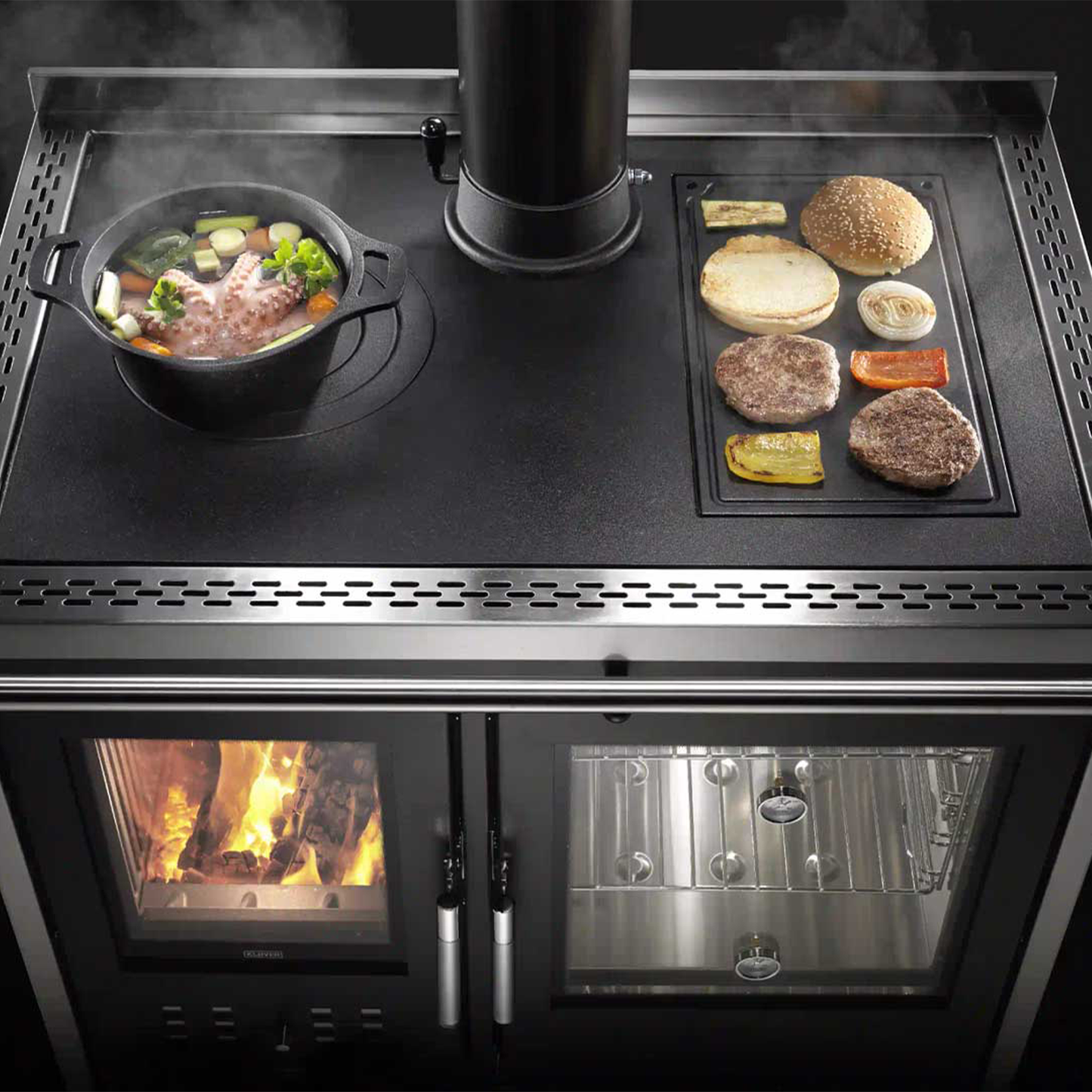 Kaminofen Klover Star 90 INOX mit Backofen 11,5 kW