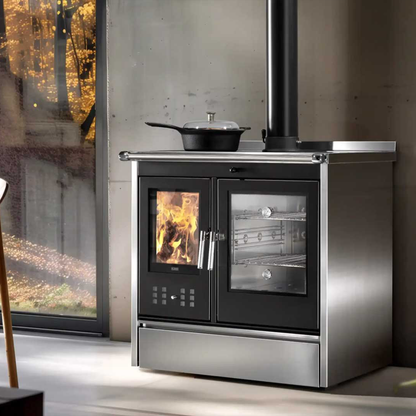 Kaminofen Klover Star 90 INOX mit Backofen 11,5 kW