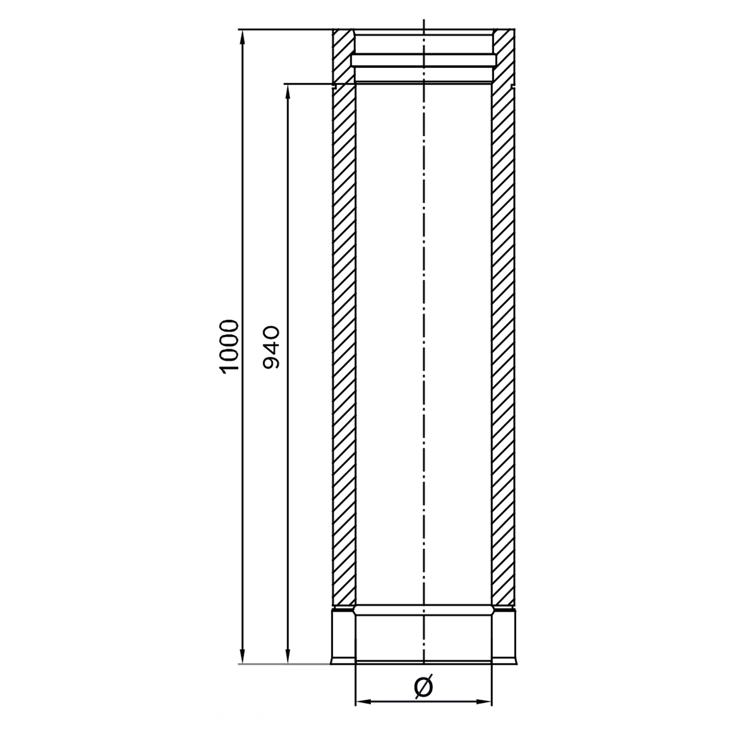 Längenelement 1000 mm - doppelwandig - Jeremias DW-ECO